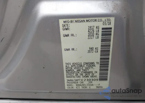 2018 Nissan Altima 2.5 Sv from USA, damaged, VIN 1N4AL3AP7JC230309